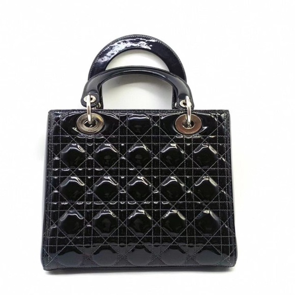 Medium lady Dior in black patent with good condition - Picture 9 of 11